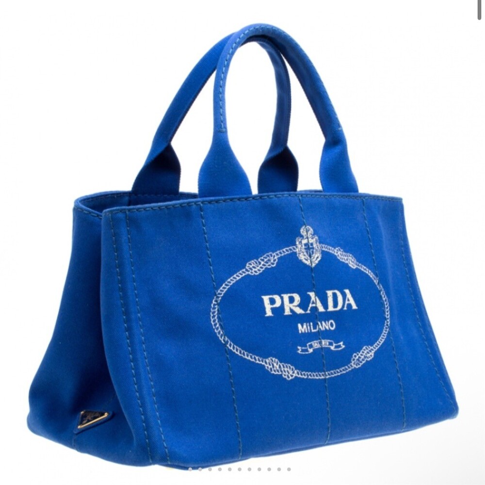 Prada blue Canapa Logo Large Tote Bag purse vacay